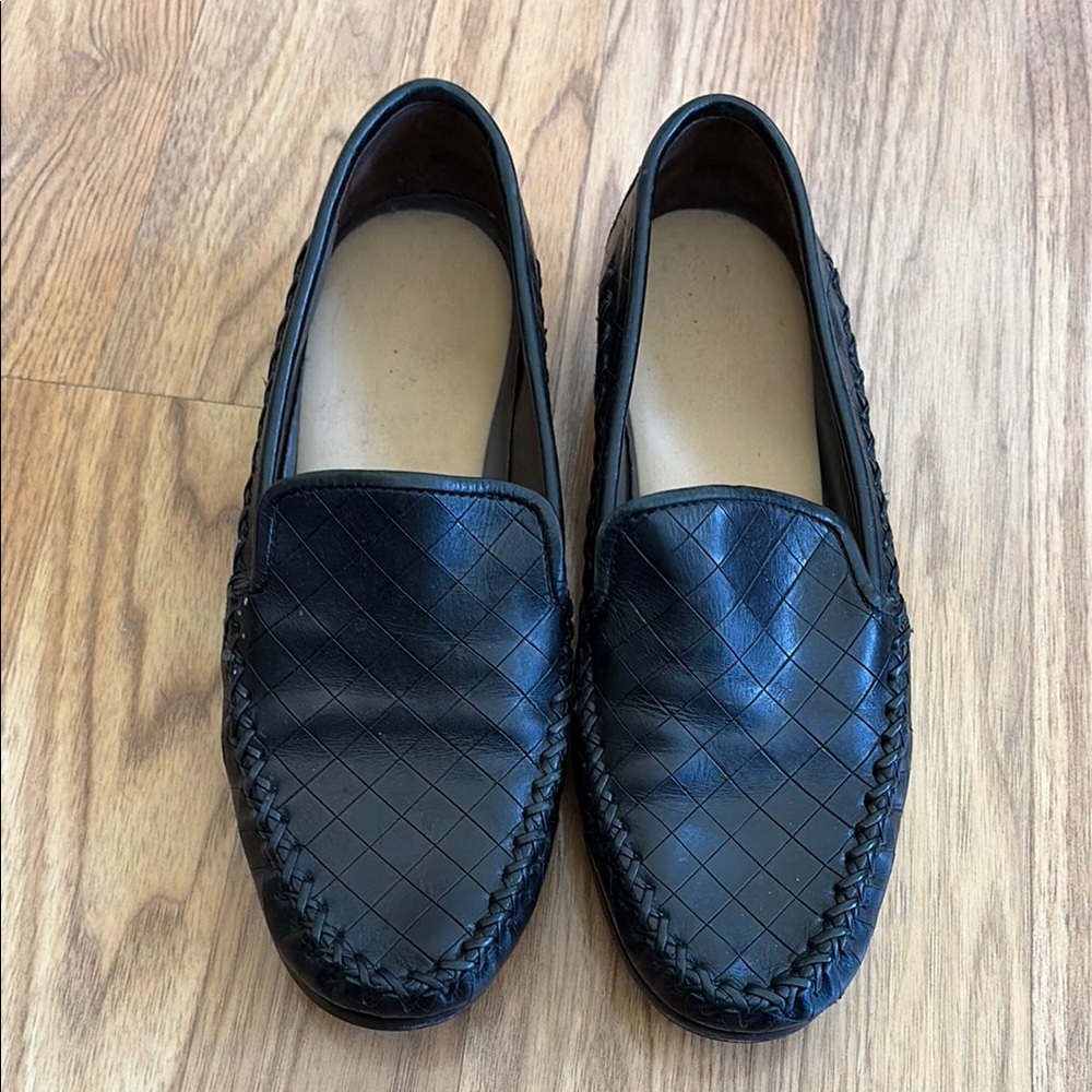 Cole Haan Black Woven Loafers Slip on Shoe Size 5 See inside of show pic